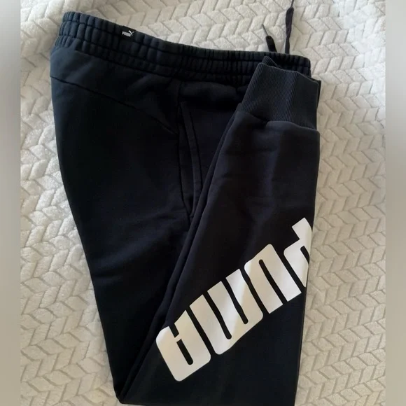 Puma Black Sweatpants with White Branding - Picture 4 of 8